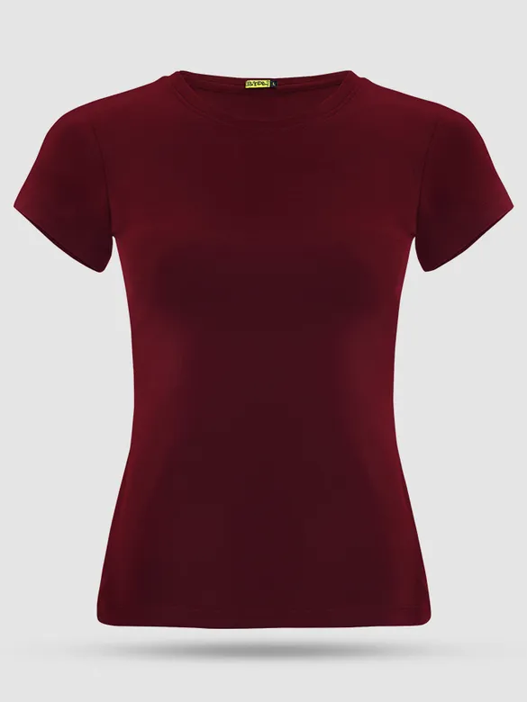 Burgundy Womens Plain T-Shirt