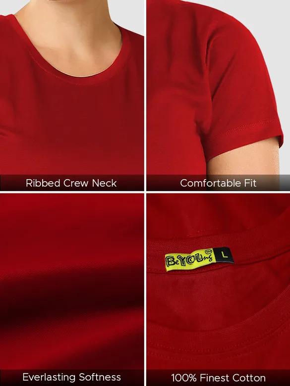 Fiery Red Womens Plain T-shirt