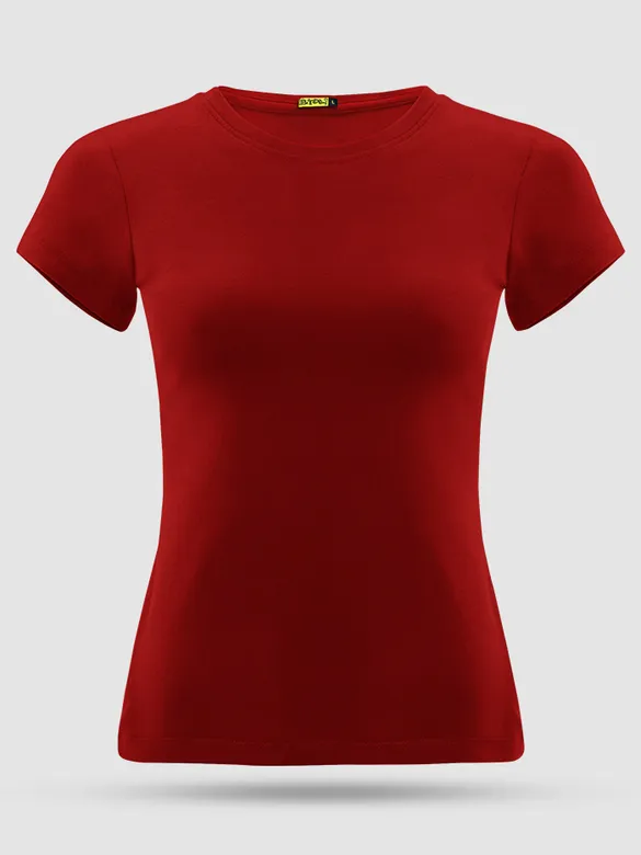 Fiery Red Womens Plain T-shirt