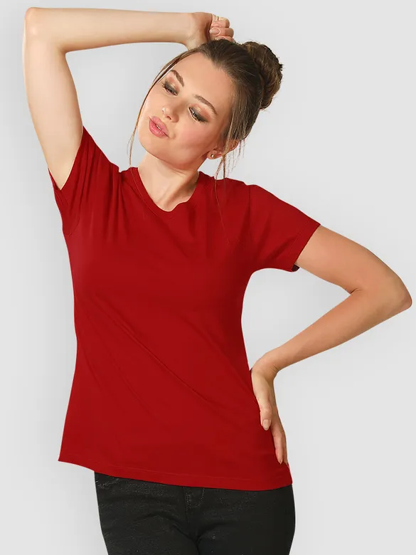 Fiery Red Womens Plain T-shirt