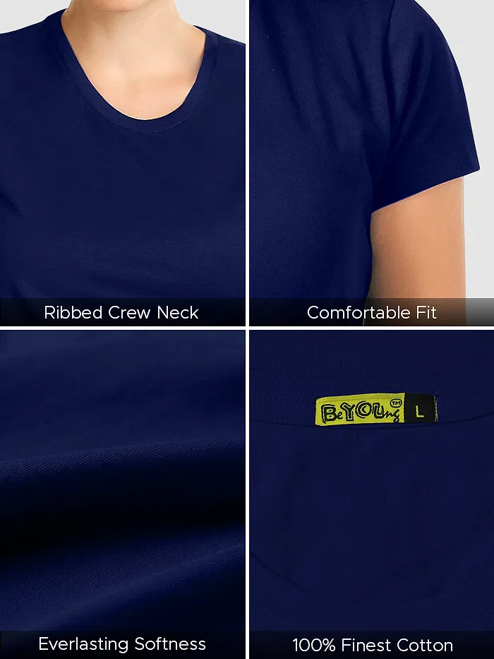 Navy Blue Womens Plain T-shirt