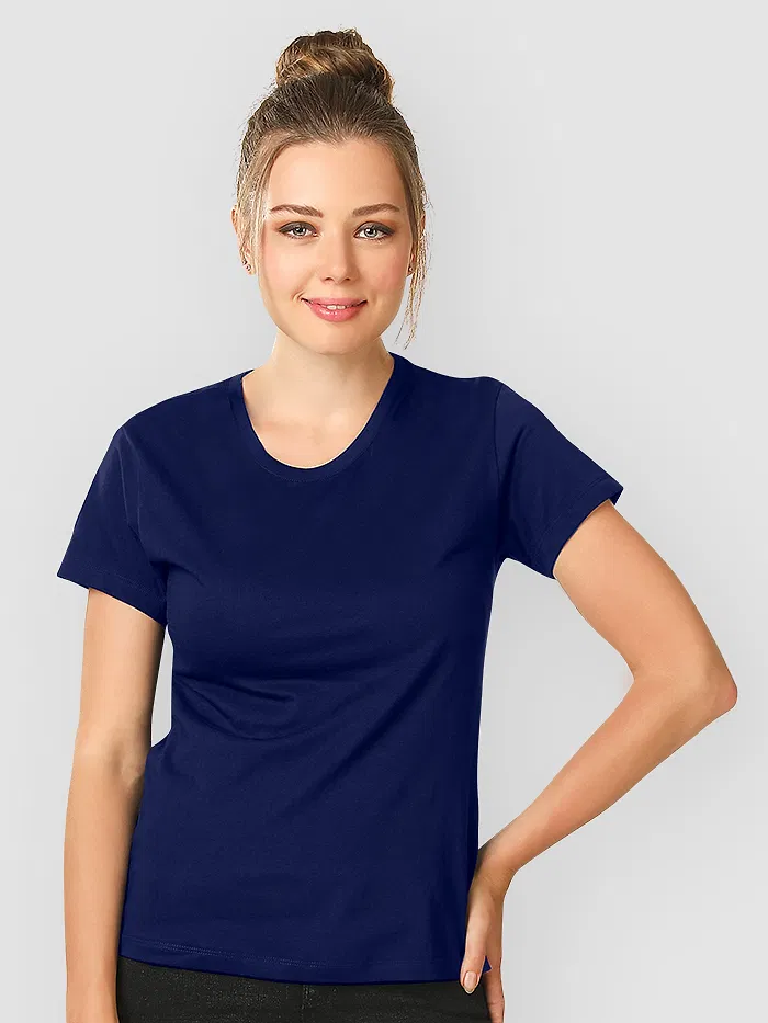 Navy Blue Womens Plain T-shirt