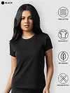 Pack Of 3 Womens Plain T-shirts Black Mustard And White