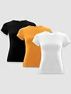 Pack Of 3 Womens Plain T-shirts Black Mustard And White