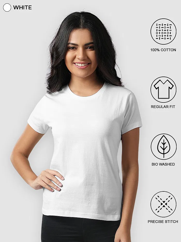 Pack Of 3 Womens Plain T-shirts Black Mustard And White