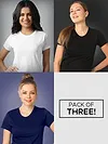 Pack Of 3 Womens T-shirts Navy Blue Black &amp; White