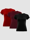 Pack Of 3 Womens Plain T-shirts Red Black And Burgundy