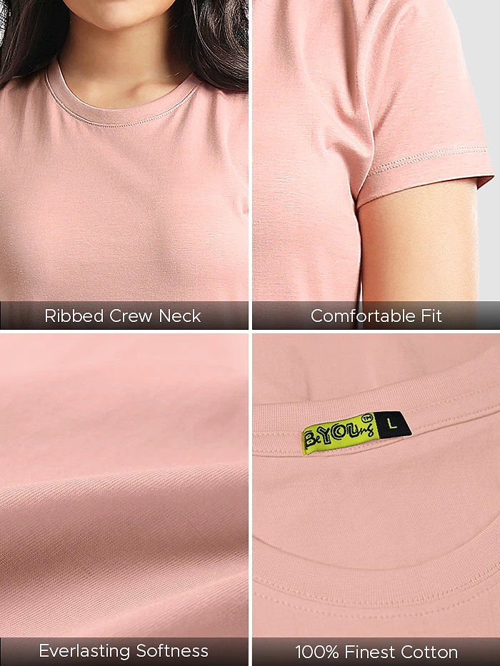 Rose Pink Womens Plain T-shirt