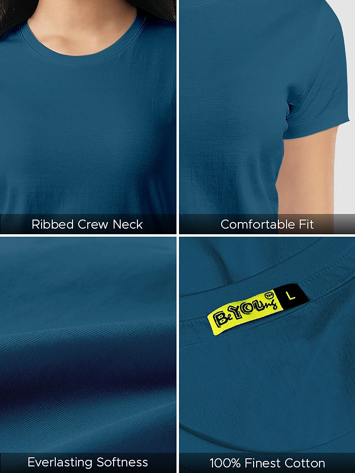 Teal Blue Womens Plain T-shirt