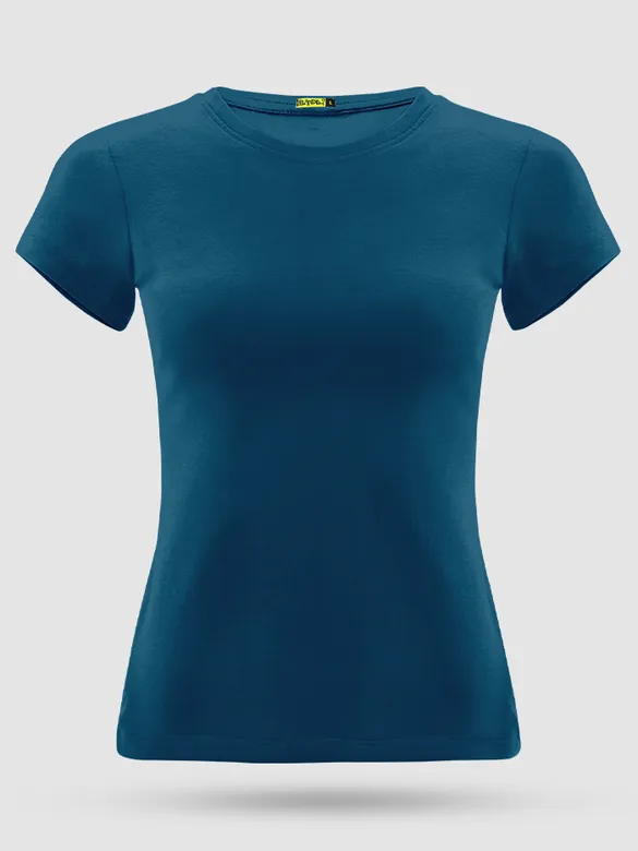Teal Blue Womens Plain T-shirt