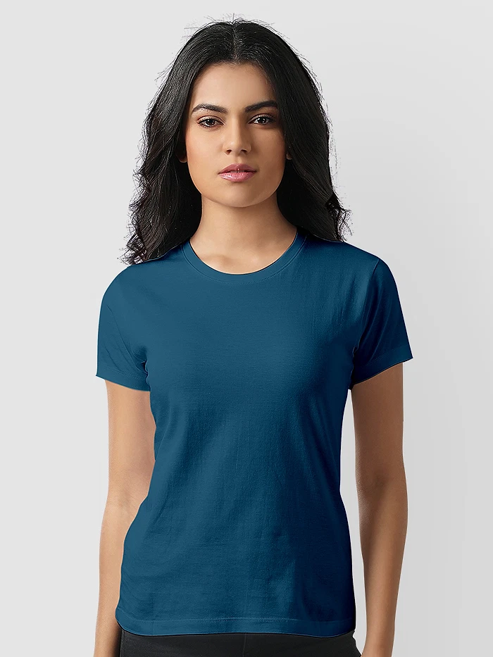 Teal Blue Womens Plain T-shirt