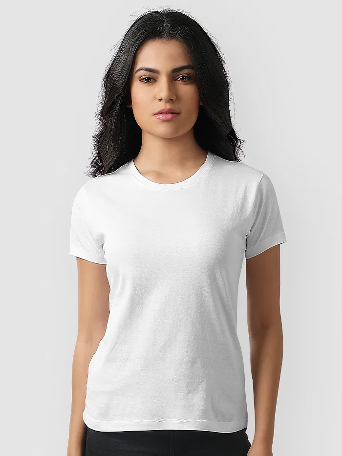 White Womens Plain T-Shirt