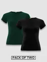 Womens Plain T-shirts Combo Black And Bottle Green