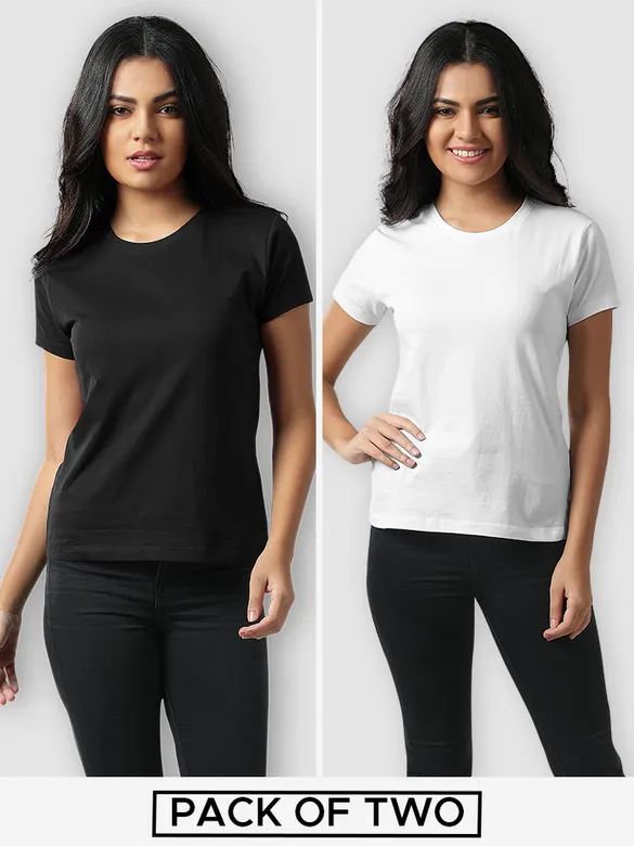 Womens Plain T-shirts Combo Black &amp; White
