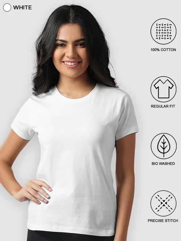 Womens Plain T-shirts Combo Black And White