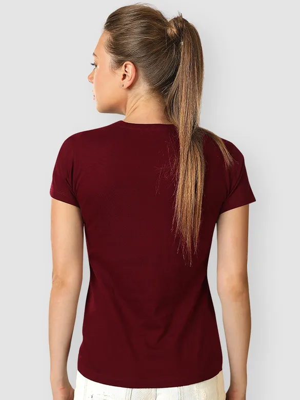 Womens Plain T-shirts Combo Burgundy And Rose Pink