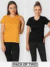 Womens Plain T-shirts Combo Mustard &amp; Black