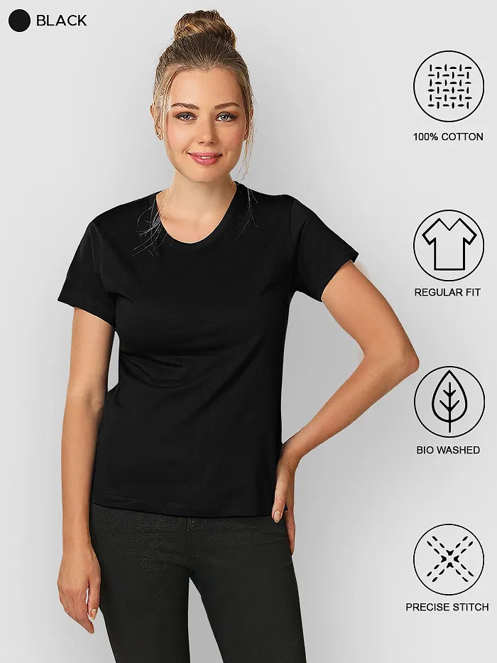 Womens Plain T-shirts Combo Mustard And Black