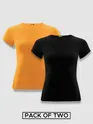 Womens Plain T-shirts Combo Mustard And Black