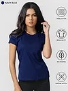Womens Plain T-shirts Combo Navy Blue And Yellow