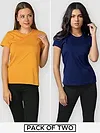 Plain Womens T-shirts Combo Navy Blue &amp; Yellow