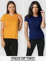 Plain Womens T-shirts Combo Navy Blue &amp; Yellow
