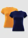 Womens Plain T-shirts Combo Navy Blue And Yellow