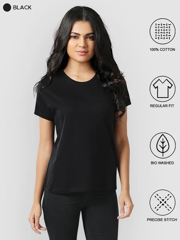 Womens Plain T-shirts Combo Red And Black