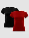Womens Plain T-shirts Combo Red And Black
