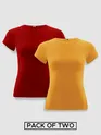 Womens Plain T-shirts Combo Red &amp; Mustard