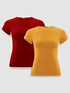 Womens Plain T-shirts Combo Red And Mustard