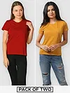 Womens Plain T-shirts Combo Red And Mustard