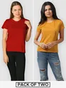 Womens Plain T-shirts Combo Red And Mustard