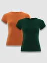 Womens Plain T-shirts Combo Vintage Orange And Bottle Green