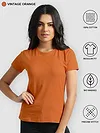 Womens Plain T-shirts Combo Vintage Orange And Bottle Green