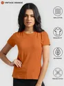 Womens Plain T-shirts Combo Vintage Orange And Bottle Green