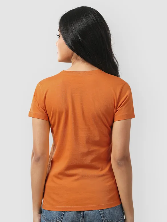 Womens Plain T-shirts Combo Vintage Orange And Bottle Green