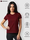Womens Plain T-shirts Combo White And Burgundy