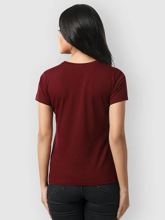 Womens Plain T-shirts Combo White And Burgundy