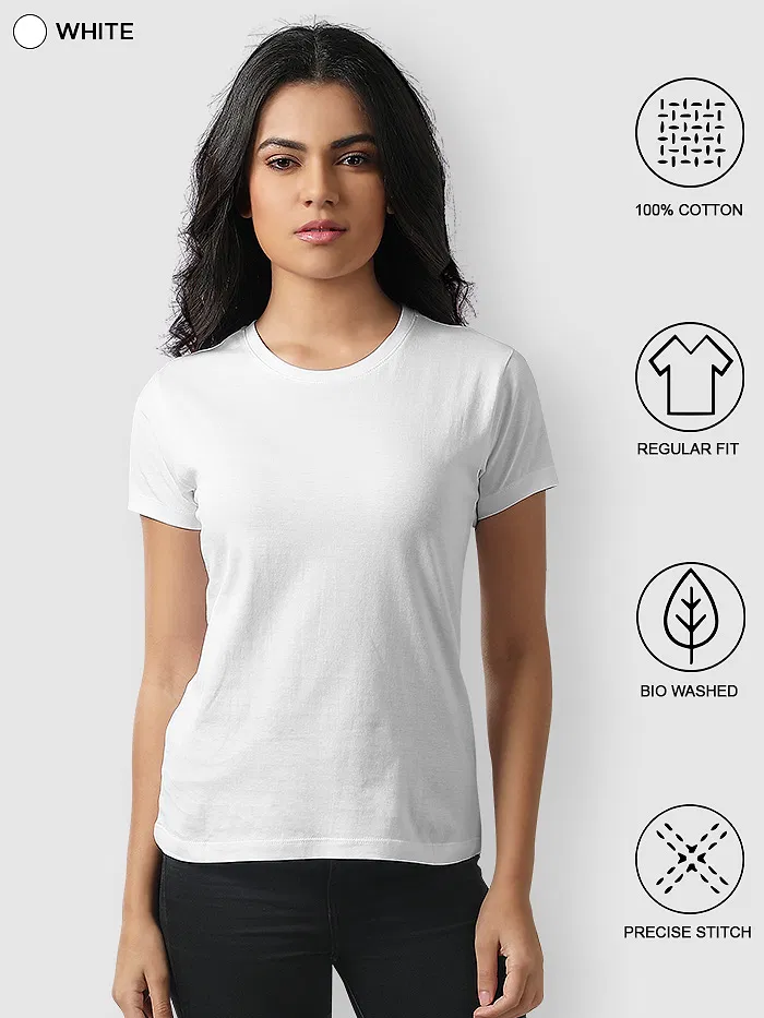 Womens Plain T-shirts Combo White And Burgundy