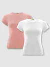 Womens Plain T-shirts Combo White And Rose Pink