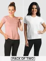 Womens Plain T-shirts Combo White And Rose Pink