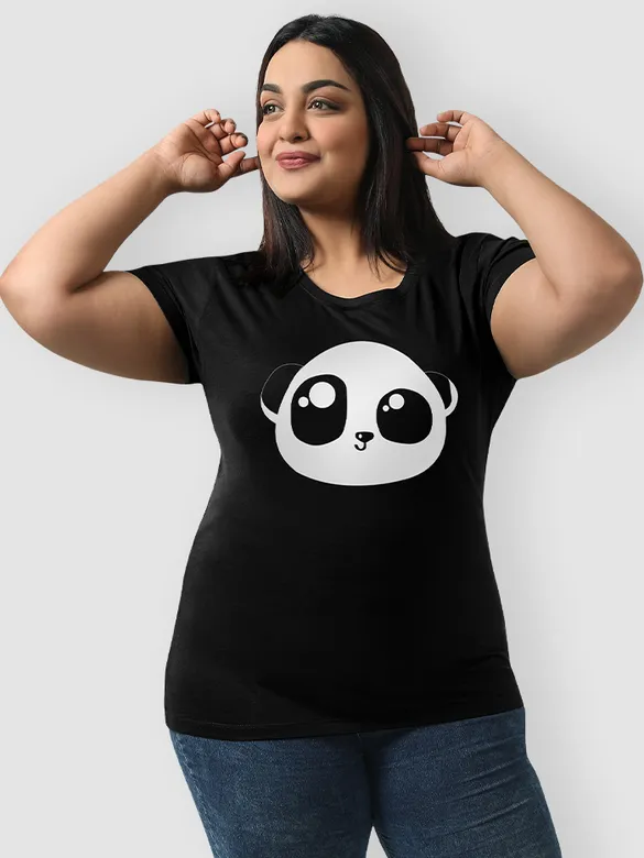 Cute Panda Women Plus Size T-shirt