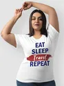 Eat Sleep Travel Repeat Women Plus Size White T-shirt, 