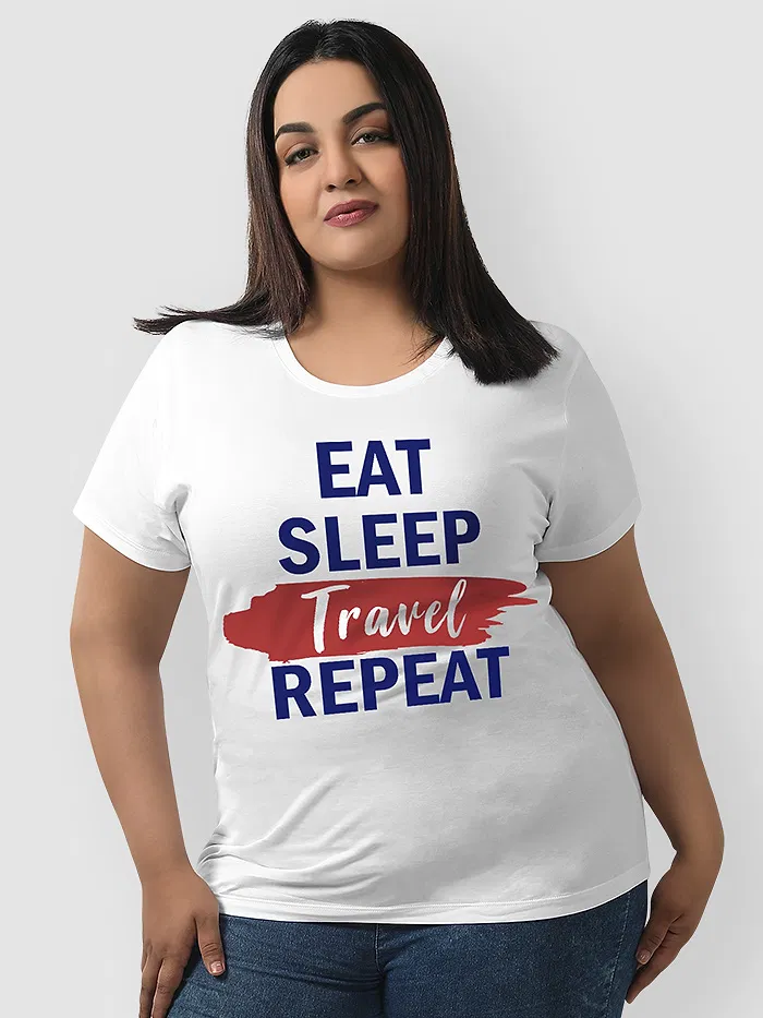 Eat Sleep Travel Repeat Women Plus Size T-shirt