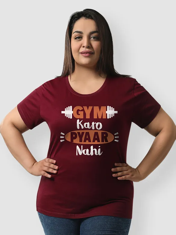 Gym Karo Pyaar Nahi Women's Plus Size T-shirt