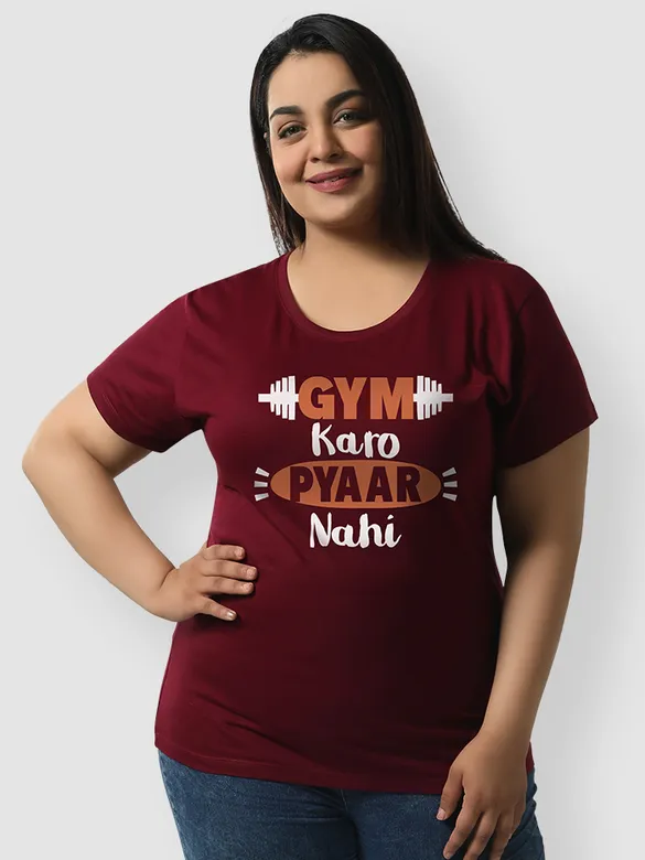 Gym Karo Pyaar Nahi Women's Plus Size T-shirt