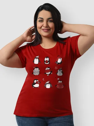 Holiday Penguin Women Plus Size T-shirt