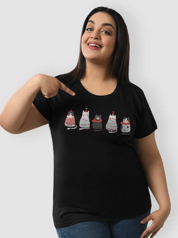 Jingle Cats Women Plus Size T-shirt