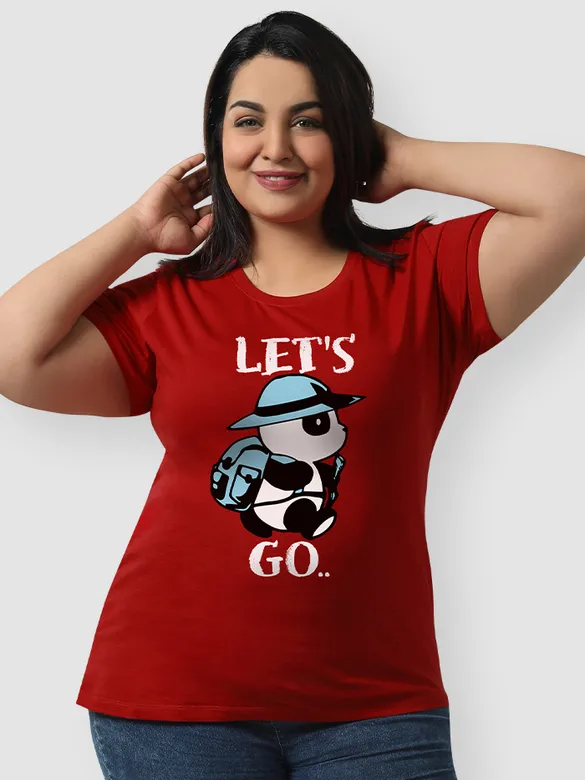 Lets Go Panda Women Plus Size T-shirt